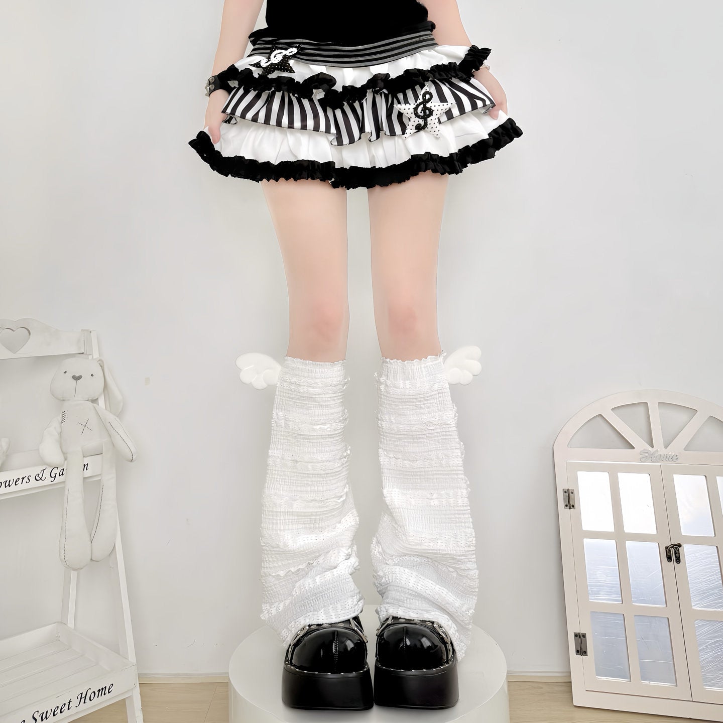2 Bears - Lace Angel Leg Warmers leg warmmers 2 bears White Leg Warmers