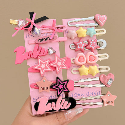 Y2K Letter Hair Clips Set hair clip none Black Pink & Pastel Color 14pcs Set