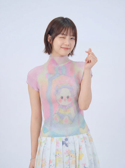 MeowMeow Bug - Cat Print Pleated Tee shirt MeowMeow Bug Gift Cat