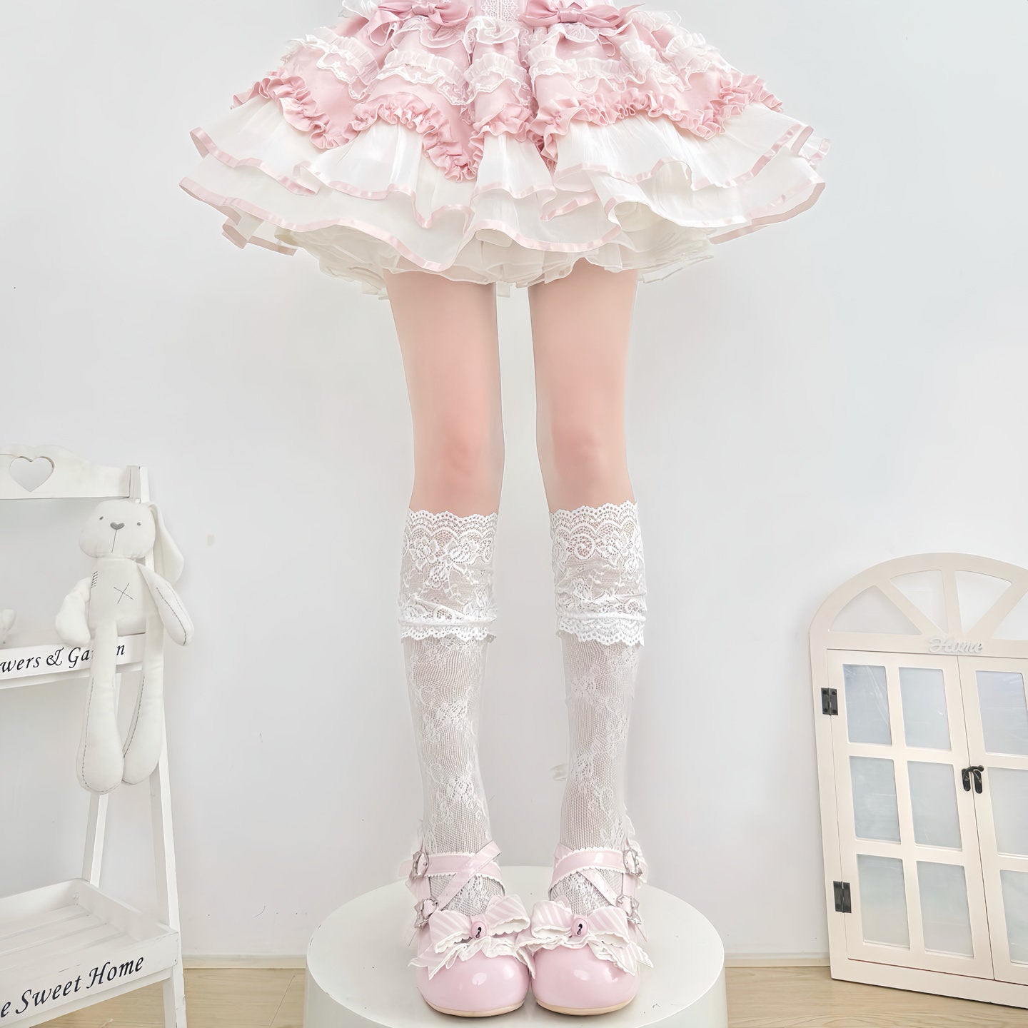 2 Bears - Lace Angel Leg Warmers leg warmmers 2 bears White Lace Stockings