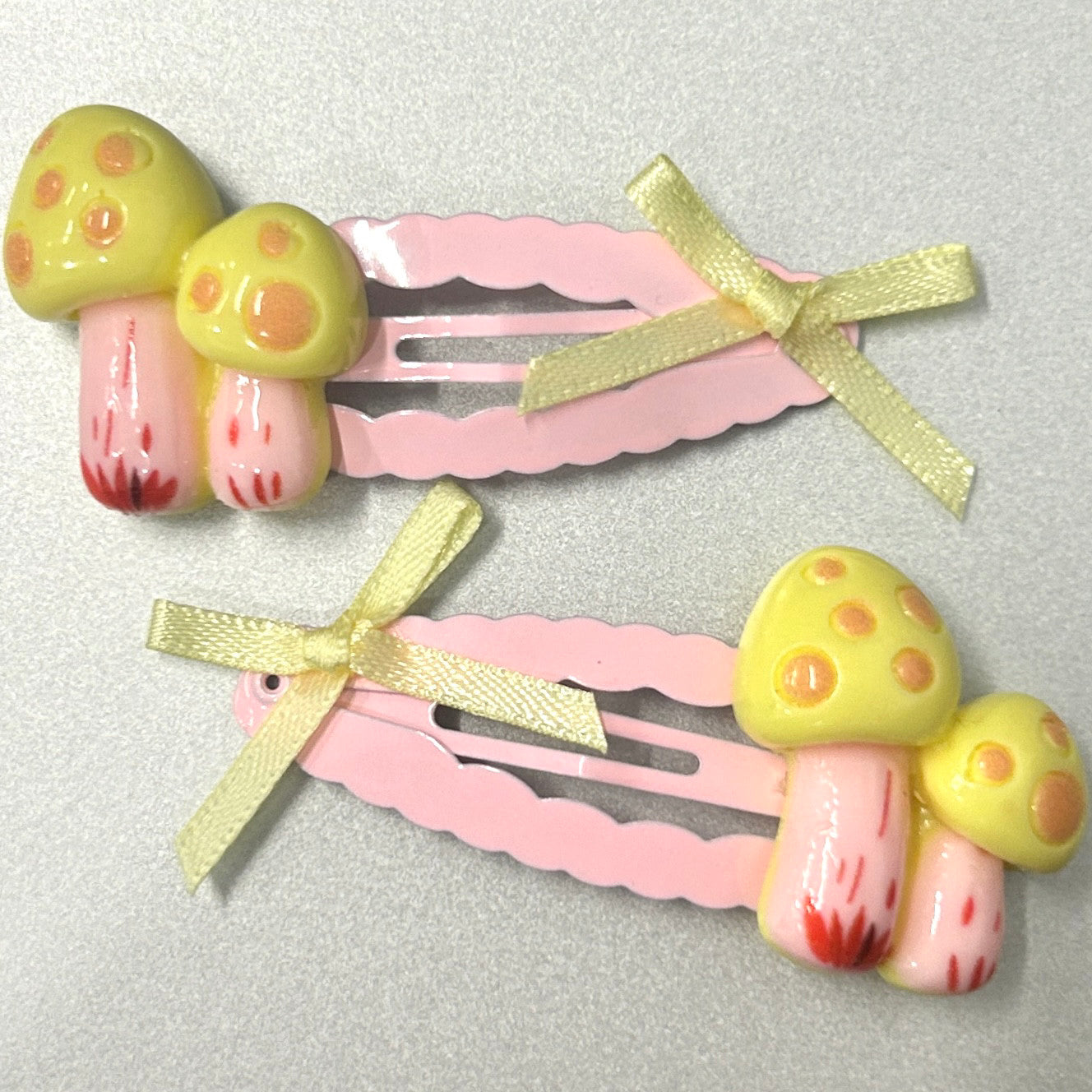 Mononoke - Mushroom Fairy Bow Hair Clip Mononoke Yellow Bows Mushrooms