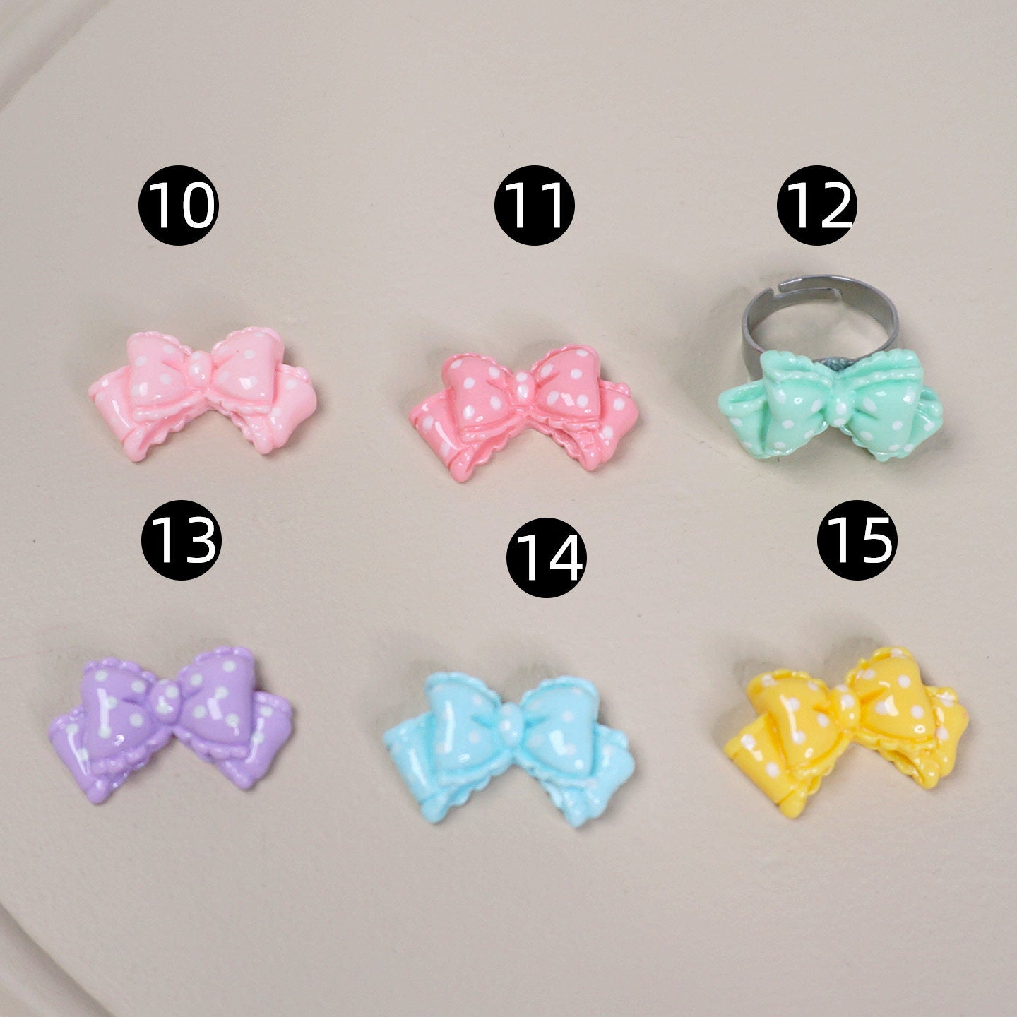 Maojiang - Candy Bow Ring Set 10PCS