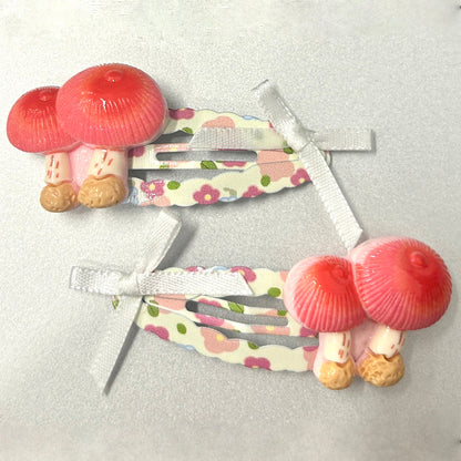 Mononoke - Mushroom Fairy Bow Hair Clip Mononoke White Bows Mushrooms