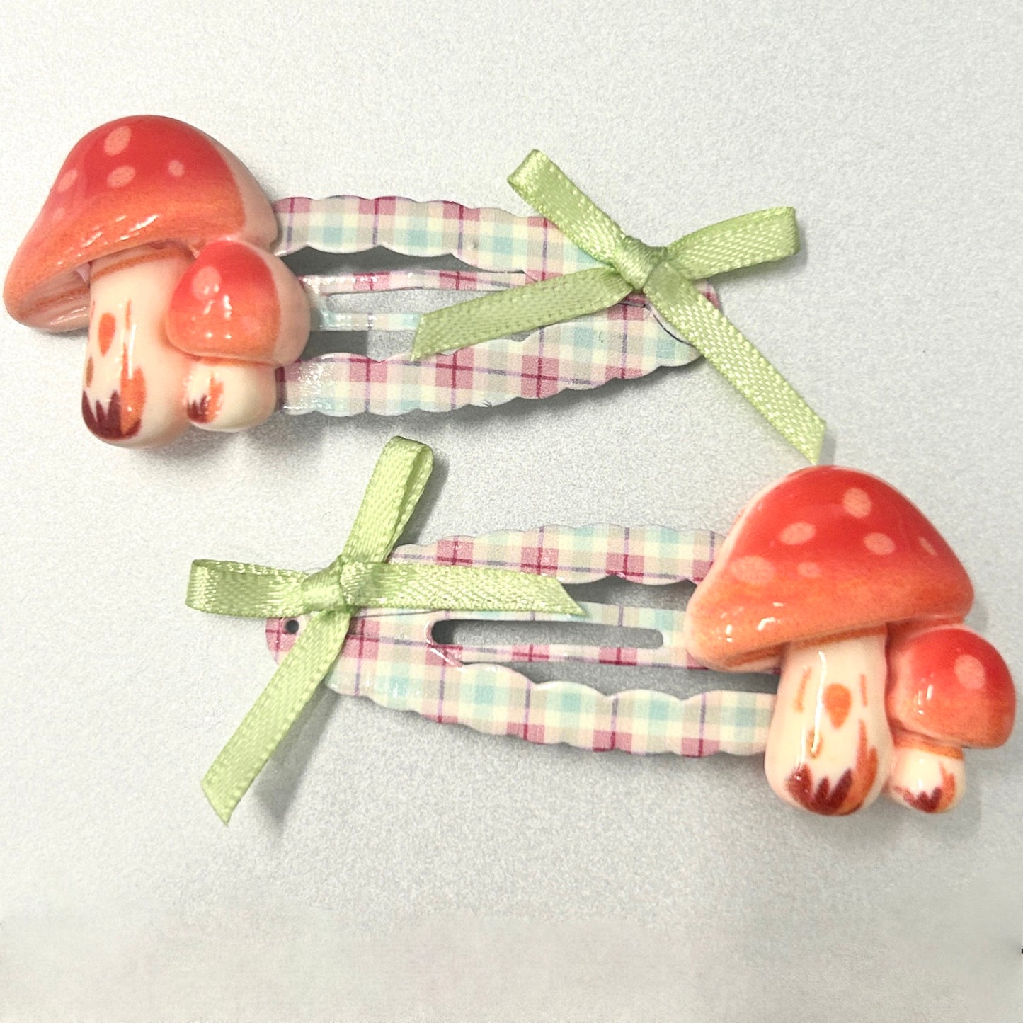 Mononoke - Mushroom Fairy Bow Hair Clip Mononoke Green Bows Mushrooms