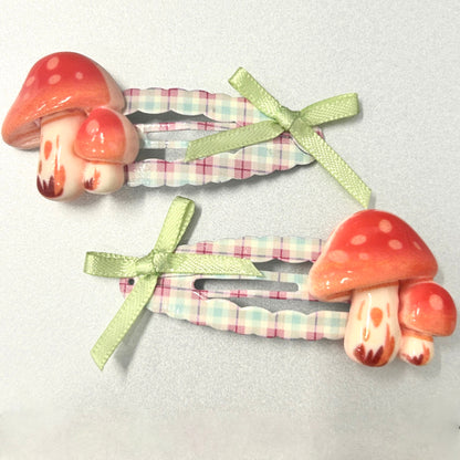 Mononoke - Mushroom Fairy Bow Hair Clip Mononoke Green Bows Mushrooms