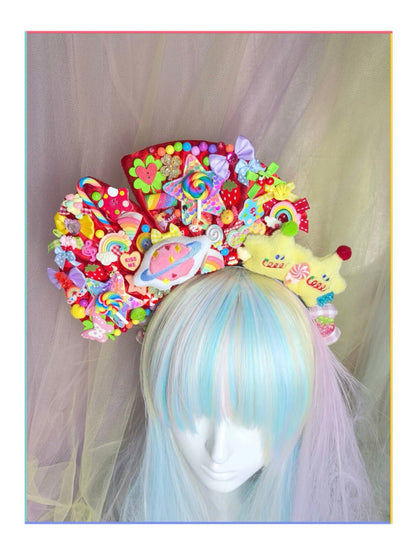 Luckywishstar - Colorful Maximalist Decora Bow Headband hairband Luckywishstar 12