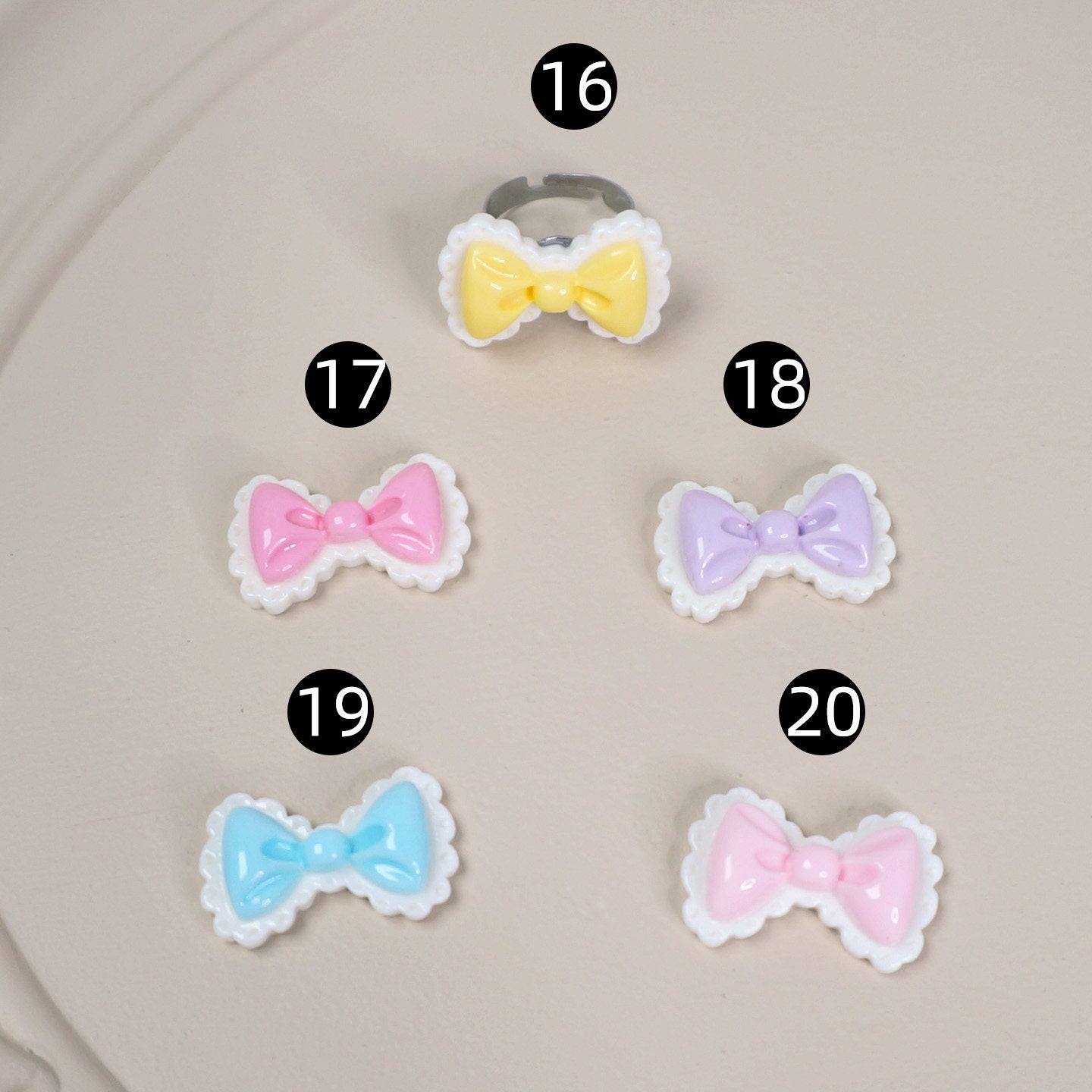 Maojiang - Candy Bow Ring Set 10PCS