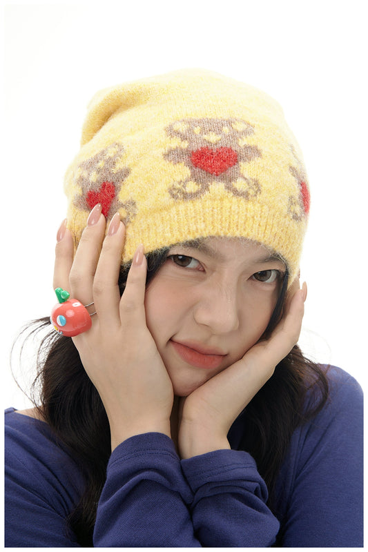 Harajuku Hat Yellow Bear Knit Hat Decora Fashion Hat Warm Hat hat tntntutu