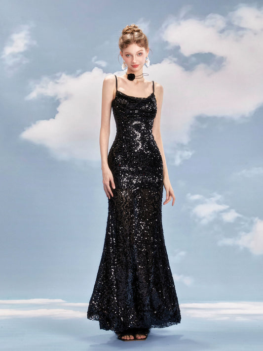 YZZI HE Glitter Fish-tail Dress