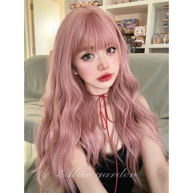 Alice Garden Harajuku style long wig with pink large waves, ideal for a bold, dreamy look.