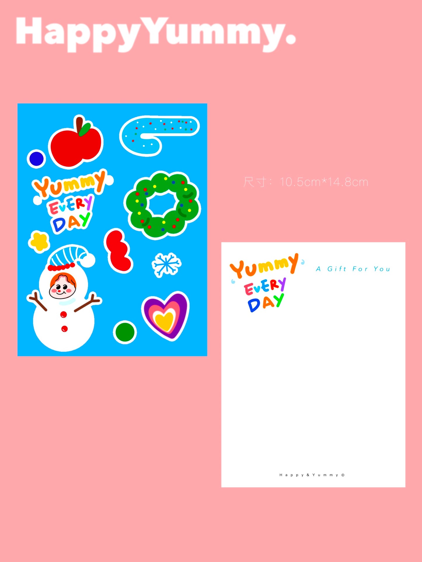 Harajuku-style HappyYummy "Gift" holiday & birthday greeting card featuring a cute cake-themed postcard design.