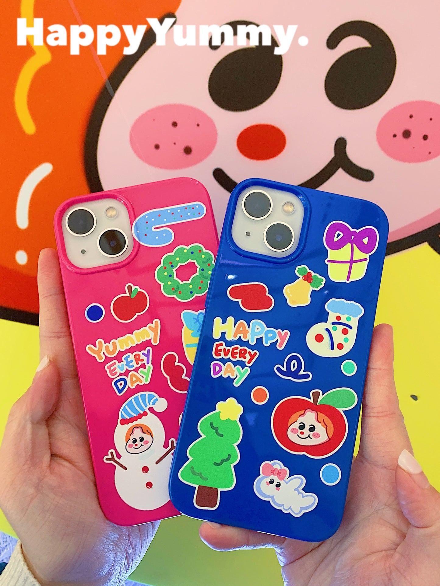 Harajuku-style HappyYummy "Gift" solid color full-edge jelly iPhone case with a sleek and trendy design.