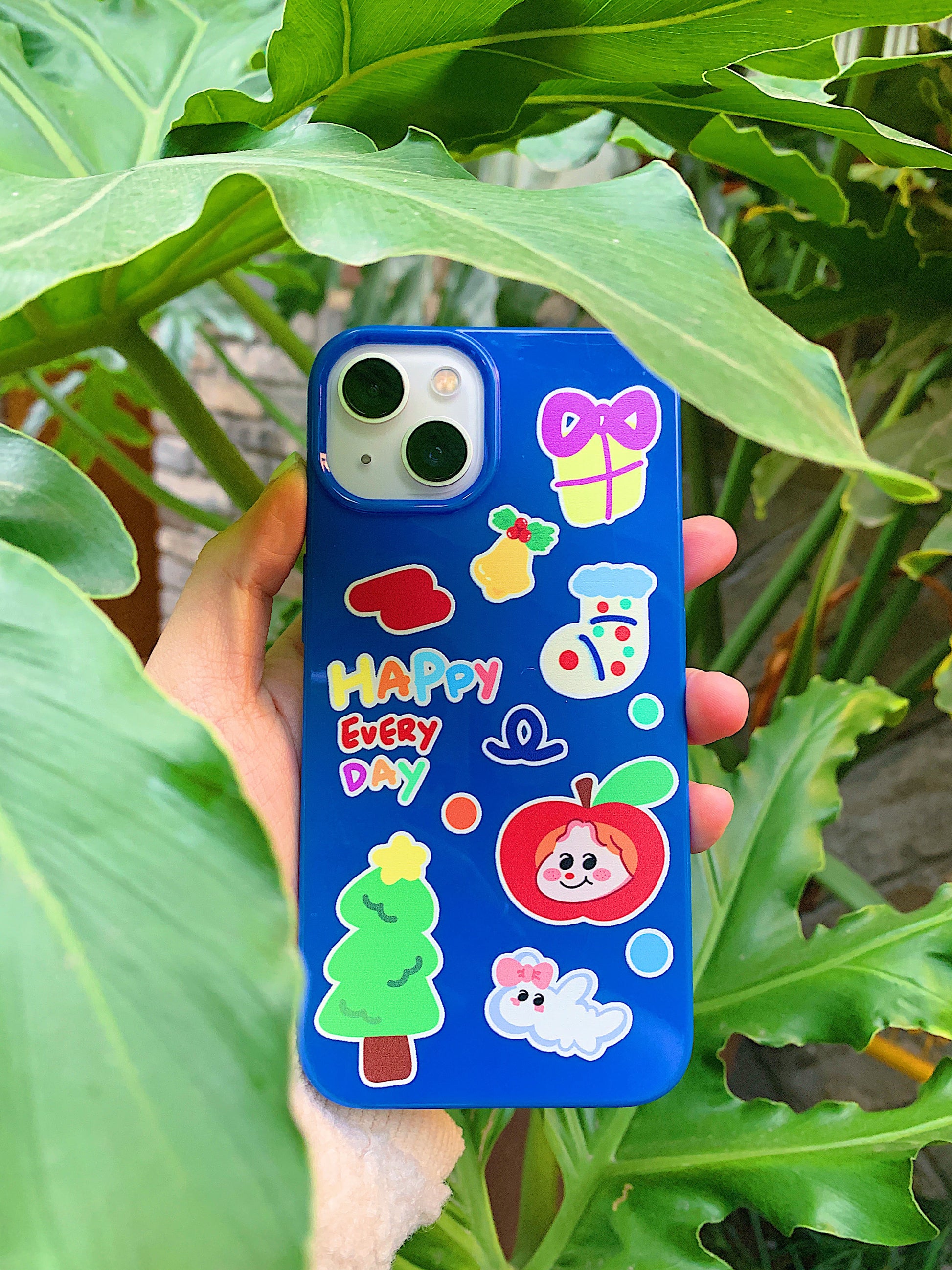 Harajuku-style HappyYummy "Gift" solid color full-edge jelly iPhone case with a sleek and trendy design.