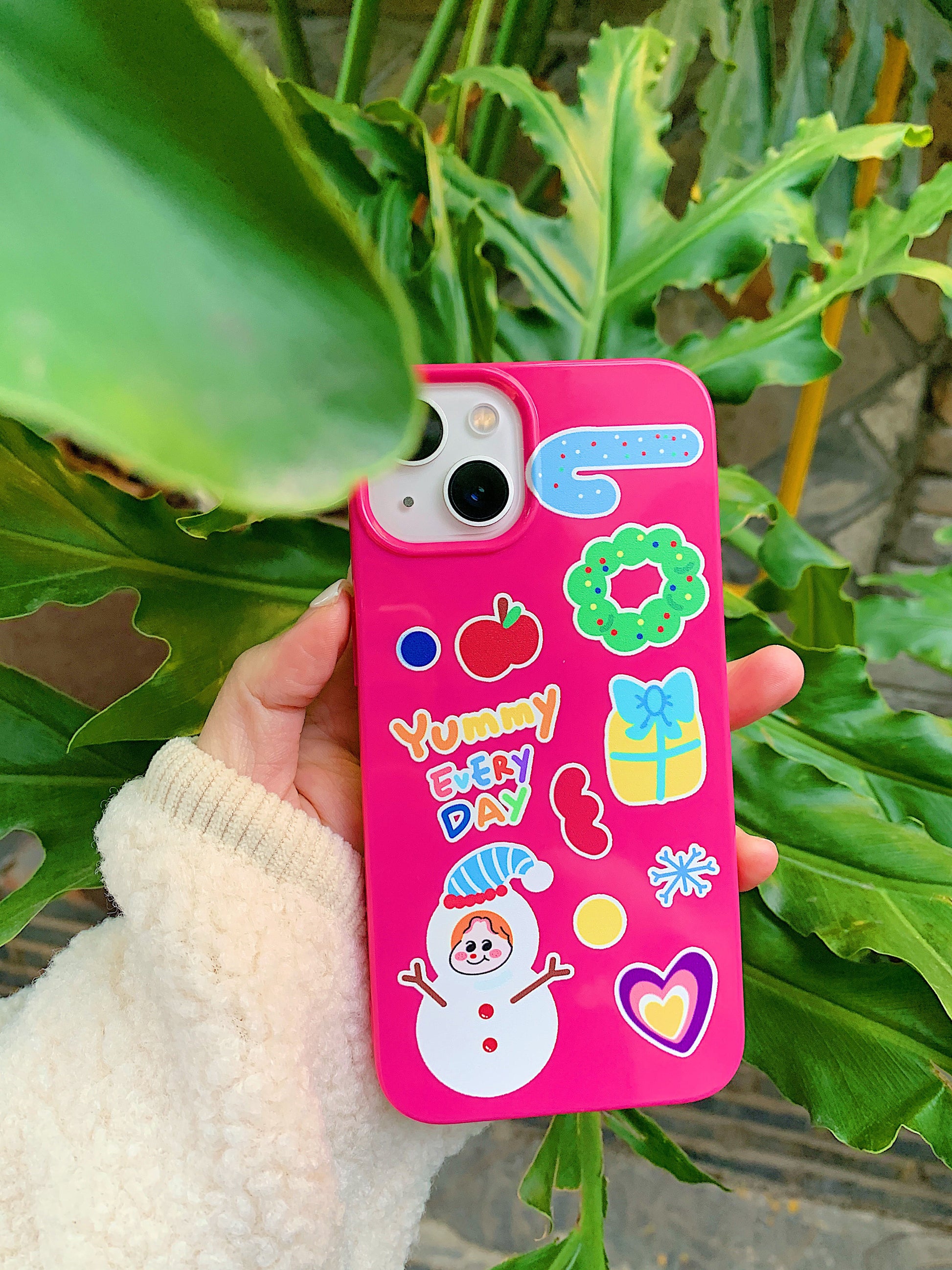 Harajuku-style HappyYummy "Gift" solid color full-edge jelly iPhone case with a sleek and trendy design.