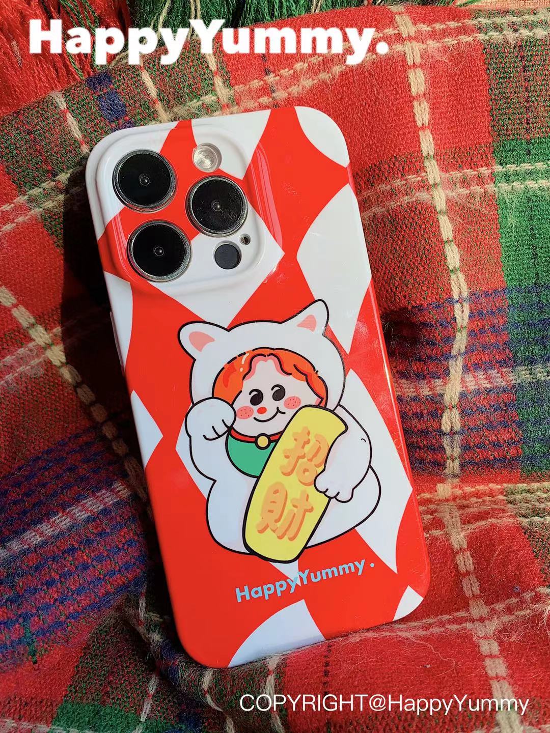 HappyYummy "Lucky DUDU" glossy soft phone case made from high-quality Korean imported film, offering a sleek and durable protective cover with a cute DUDU character design.