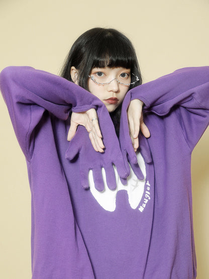 Harajuku-style Meugler Magic Teeth purple hoodie with double-layered design and trendy cut-out details.