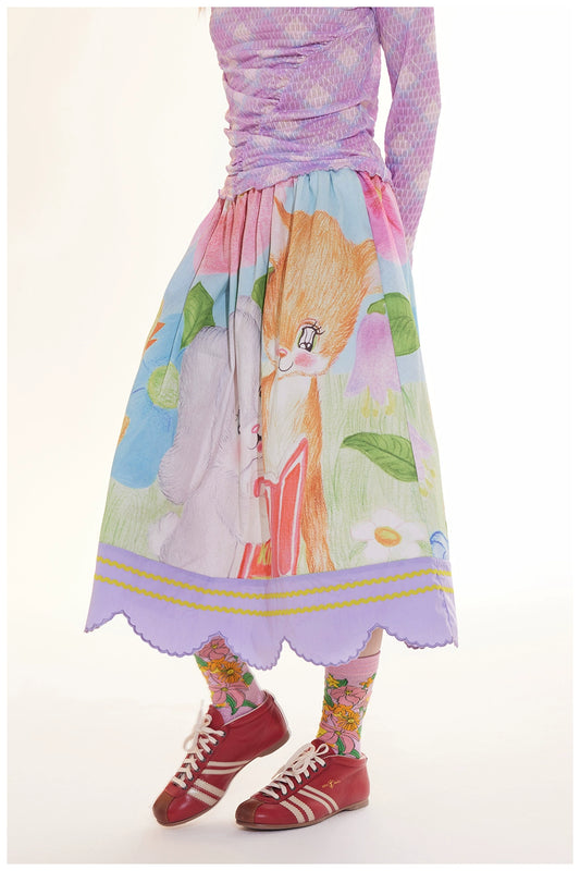 Harajuku Skirt Animal Print Skirt Skater Skirt Purple Lace Skirt Colorful Embroidery Skirt skirt tntntutu